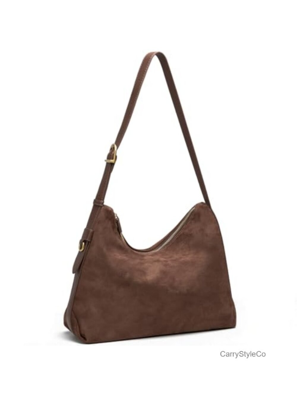 Suede Hobo Bag Slouchy Shoulder Purse Adjustable Strap 5 Pockets